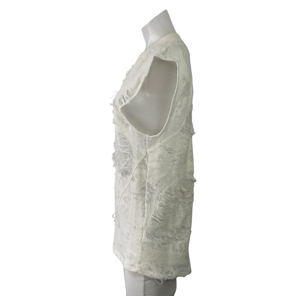 IRO Jeans Nuala White Sleeveless Crewneck Distressed Muscle Tee Tank Top Size XS - Picture 2 of 5